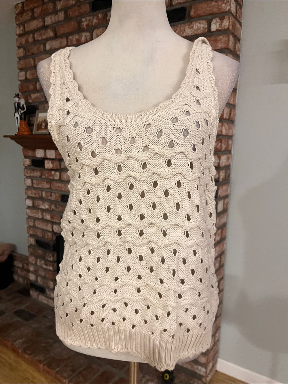Splendid Cream Crochet Tank Top